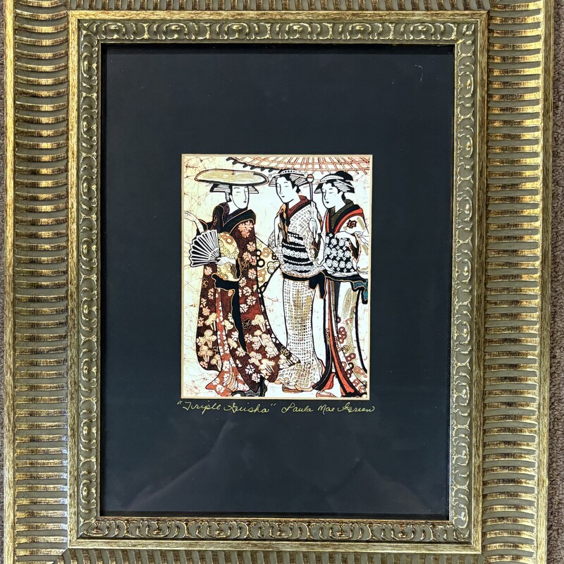 Paula Mae Green Triple Geisha
Black Gold Red White
Size: 13.5x16.5H