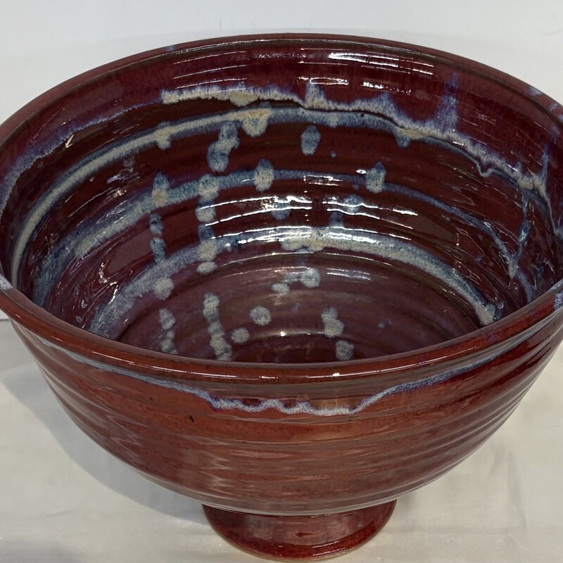 Dotted Ribbed Large Pottery Bowl
Red Blue White Purple Size: 12.5 x 9H