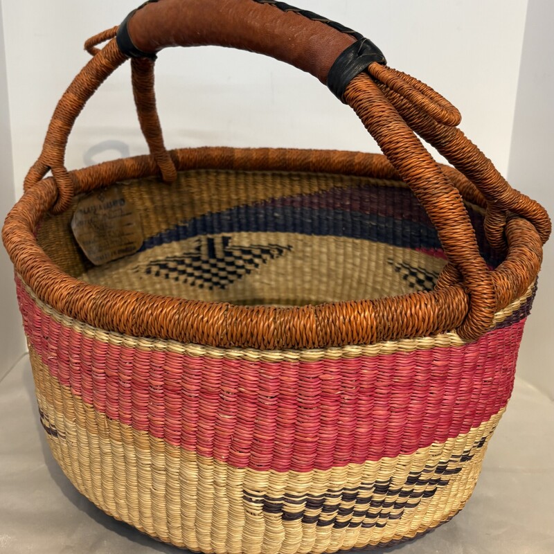 Ghanaian Woven Market Basket
Tan Purple Pink Red Size: 15 x 15H