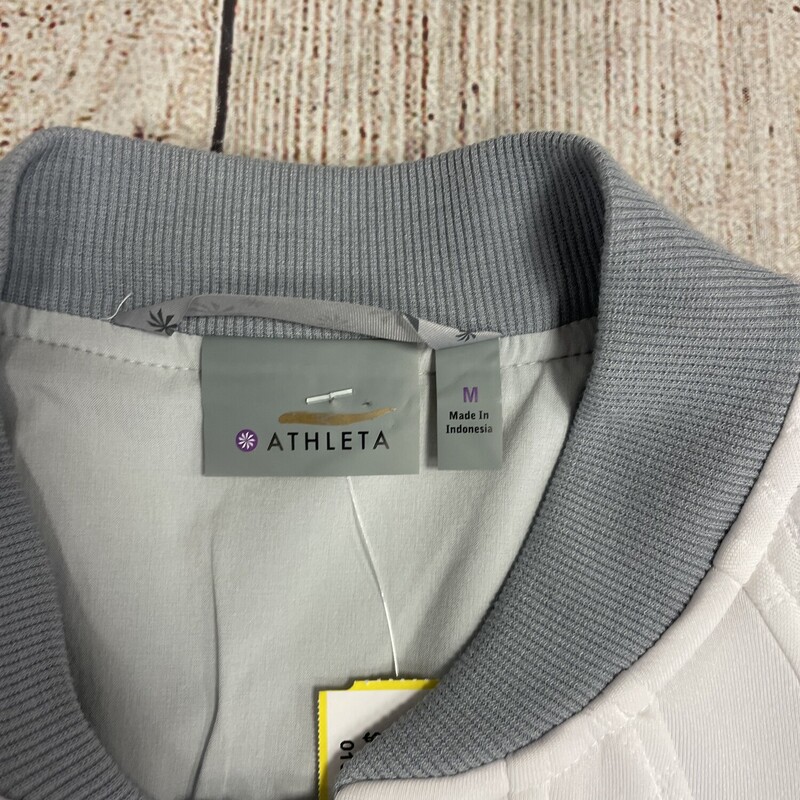 Athleta Jacket As Is, White with grey trim, quilted, Size: Medium