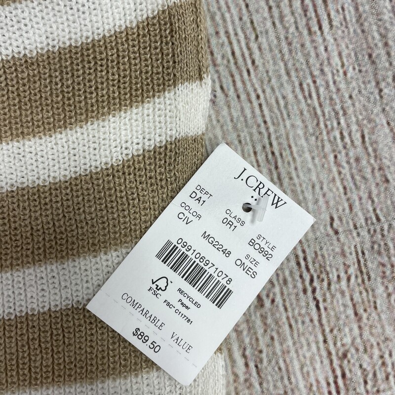 New J Crew Sweater, Khaki and white, poncho style, Size: One Size