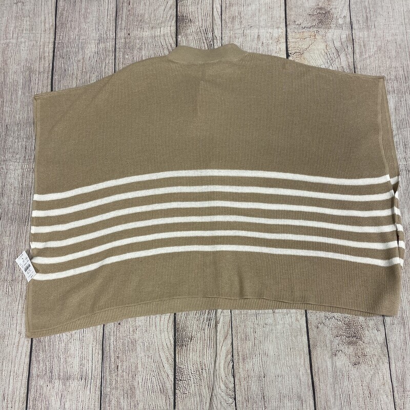 New J Crew Sweater, Khaki and white, poncho style, Size: One Size