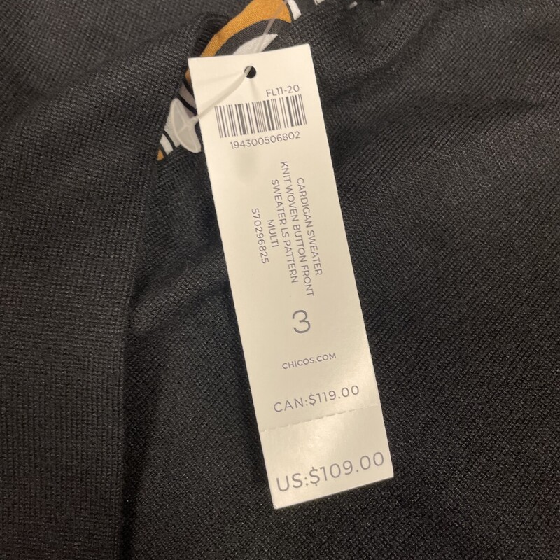 New Chicos Sweater, Black, Size: XL