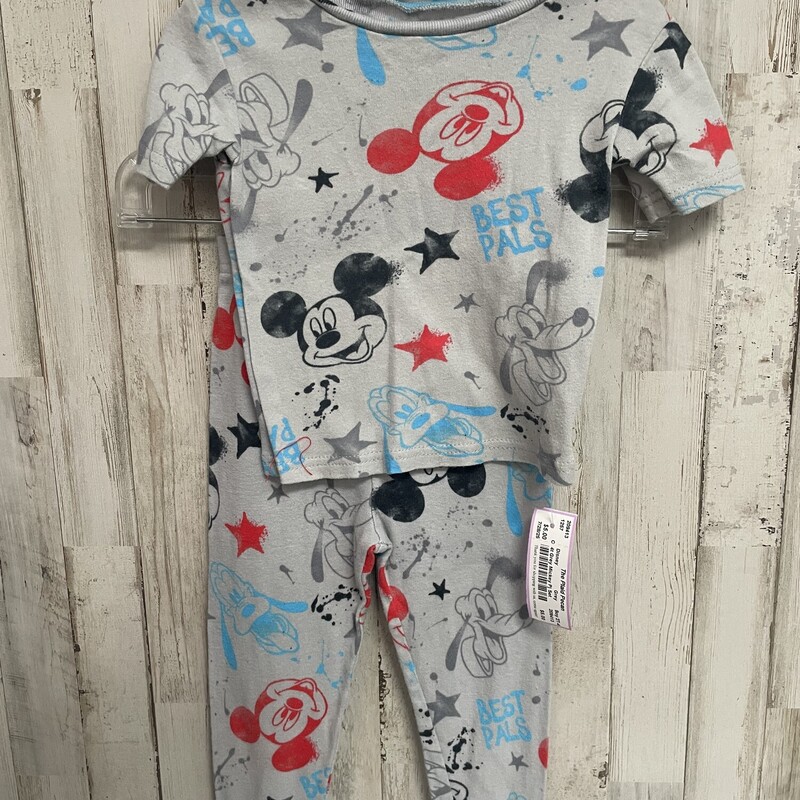 4t Grey Mickey Pj Set
