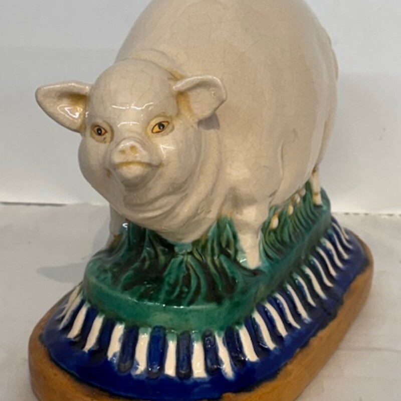 Vtg Artisan Pig On Pedstl