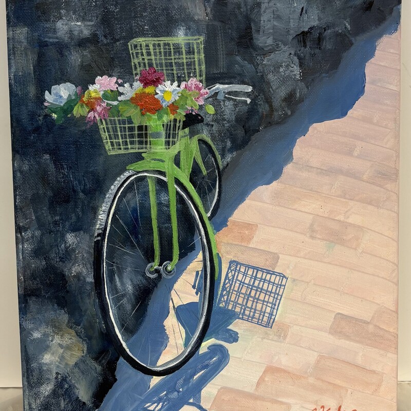 Bicycle Oil On Canvas Wall Decor
Blue Pink Green Size: 11 x 14H