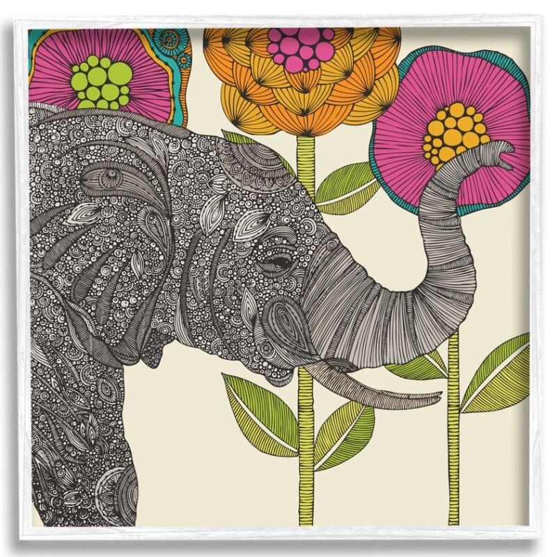 Floral Elephant Paisley Framed Giclee
Gray Pink Green Yellow Orange Size: 12 x 12H