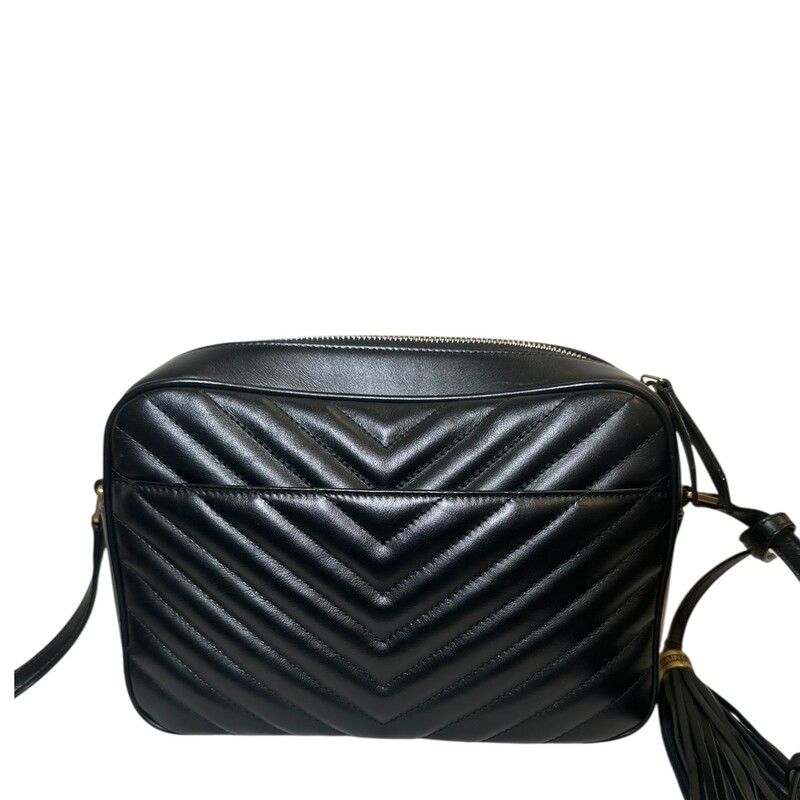 YSL Calfskin Matelasse Monogram Lou Camera Bag<br />
<br />
Serial Code:YSL715232.1022<br />
<br />
Dimensions:<br />
<br />
Base length: 9 in<br />
Height: 6 in<br />
Width: 2.25 in<br />
Drop: 21.5 in<br />
<br />
In very good condition. Light marks inside the interior.<br />
<br />
Comes with the original dust bag and box.