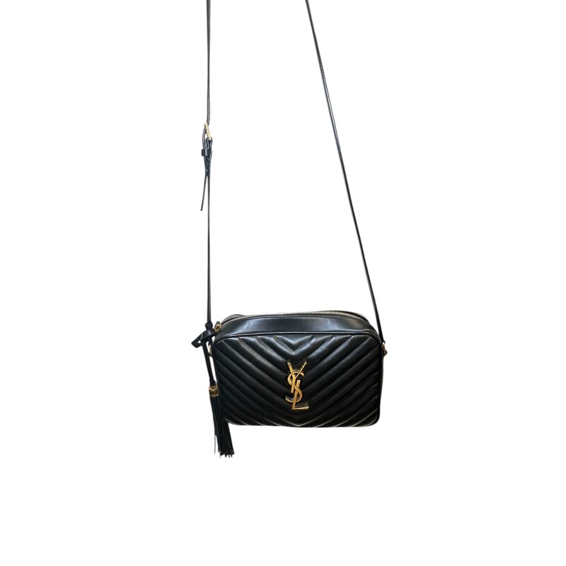 YSL Calfskin Matelasse Monogram Lou Camera Bag<br />
<br />
Serial Code:YSL715232.1022<br />
<br />
Dimensions:<br />
<br />
Base length: 9 in<br />
Height: 6 in<br />
Width: 2.25 in<br />
Drop: 21.5 in<br />
<br />
In very good condition. Light marks inside the interior.<br />
<br />
Comes with the original dust bag and box.