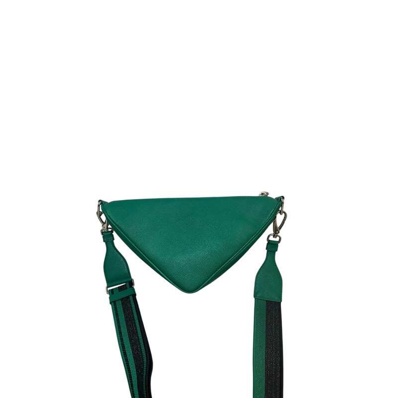 Prada Triangle Crossbody Green<br />
<br />
Code: 56<br />
<br />
Dimensions:<br />
9W x 6.5H x 4D<br />
2 handle drop<br />
4 strap drop<br />
<br />
In excellent condition.<br />
<br />
Does not come with the original dust bag or box.
