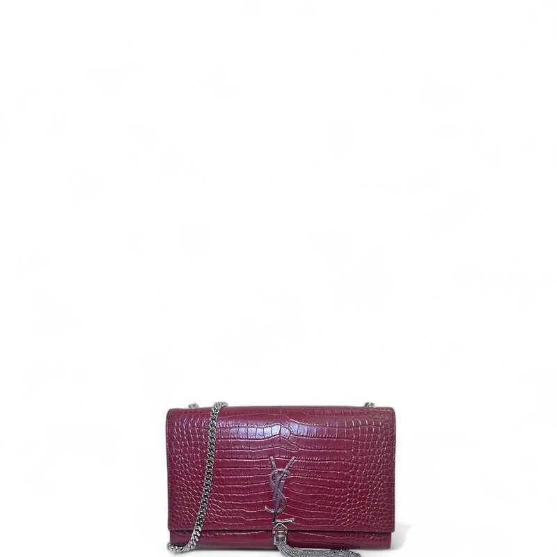 Saint Laurent Croc Embossed So kate Tassle Bag

Serial Code: TCT3541190517

Dimensions: 5.7H x 9.4W x 2.1D.

In excellent condition. Some scratching on the hardware.

Does not come with the original dust bag or box.