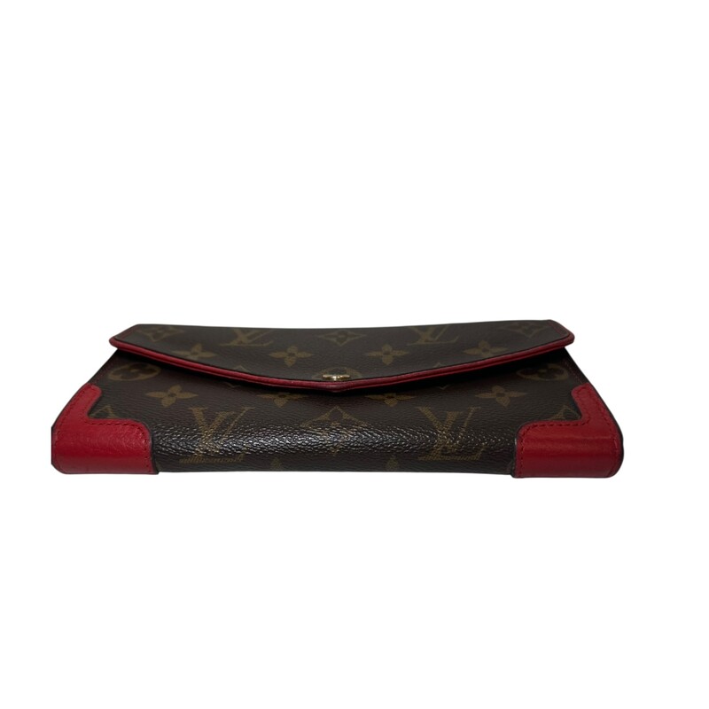 Louis Vuitton Retiro Sarah Wallet<br />
<br />
Date Code: Microchip<br />
<br />
Dimensions: 7 L x 4 H inches<br />
<br />
In good condition. Light tarnishing of the hardware and some scuffs on the leather piping. Initial H on top right corner of the flap.<br />
<br />
Does not come with the original dust bag or box.