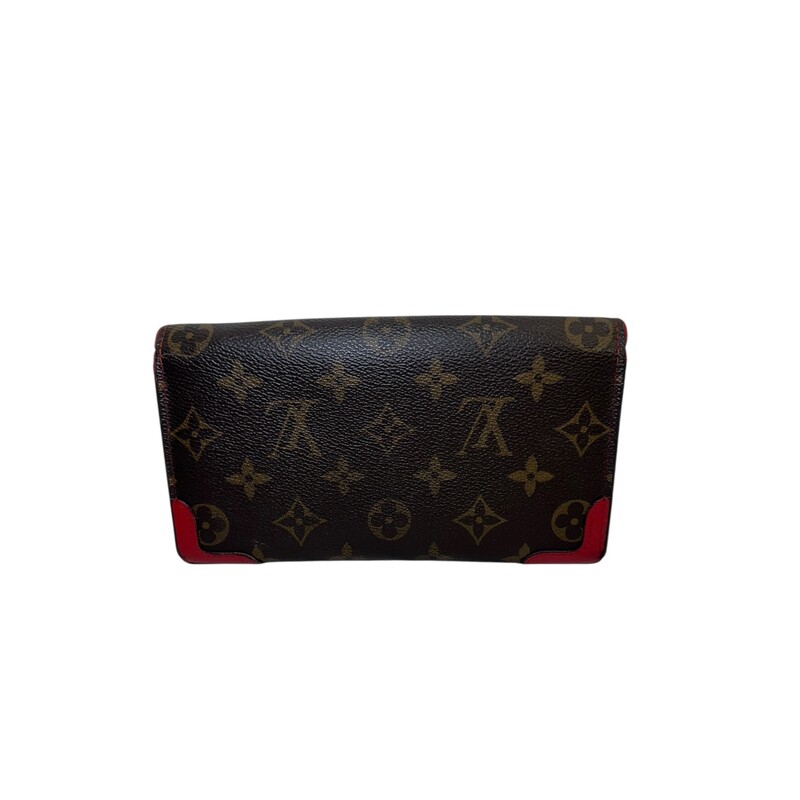 Louis Vuitton Retiro Sarah Wallet<br />
<br />
Date Code: Microchip<br />
<br />
Dimensions: 7 L x 4 H inches<br />
<br />
In good condition. Light tarnishing of the hardware and some scuffs on the leather piping. Initial H on top right corner of the flap.<br />
<br />
Does not come with the original dust bag or box.
