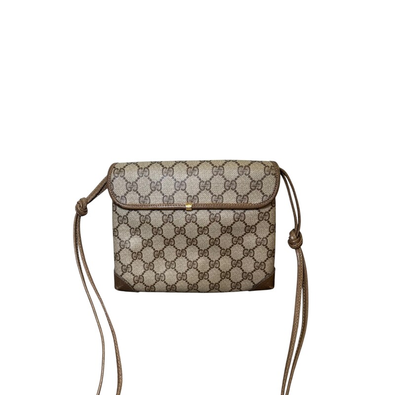 Gucci Vintage Logo Canvas and leather Strap bag<br />
<br />
Serial Code:007.49.5548<br />
<br />
Dimensions: 8 L x 6 H inches<br />
<br />
In very good condition. Some corner wear/<br />
<br />
Does not come with original dust bag or box.