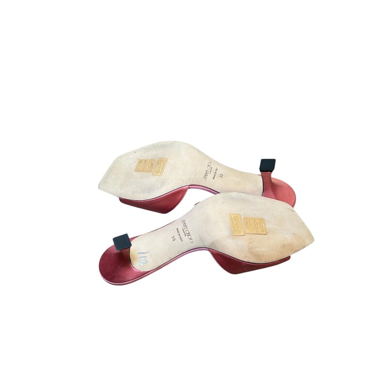 Jimmy Choo Skye 70 satin mules<br />
<br />
Size 39<br />
<br />
In very good condition. Some marks on the satin and pen mark on the bottom soles.<br />
<br />
Comes with the original dust bag. No box.