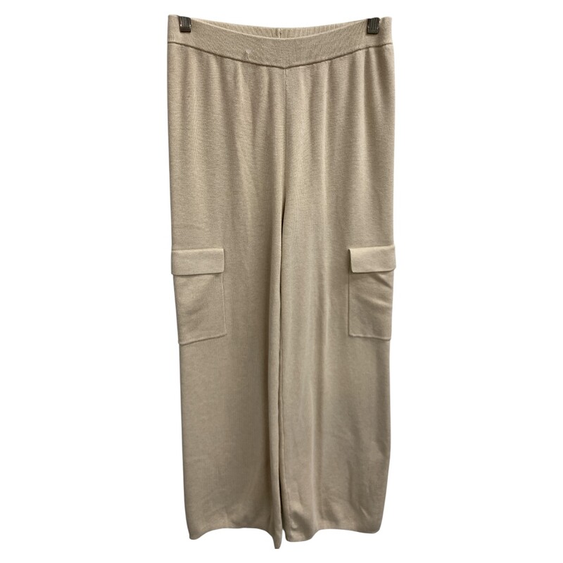 Pink Rose Knit Pants, Beige, Size: S