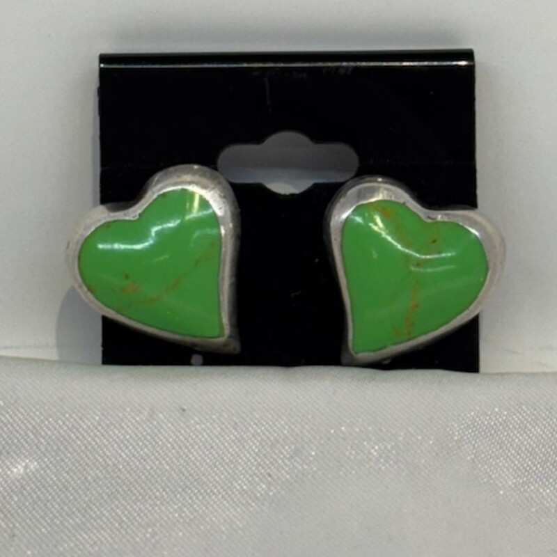 925 Stone Heart Studs