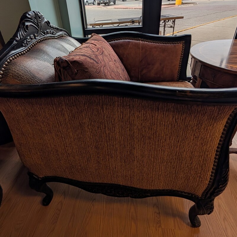 Paladin Leather, Fabric and Wood, Ornate, Designer<br />
Comfy<br />
33 x 36 x 40h