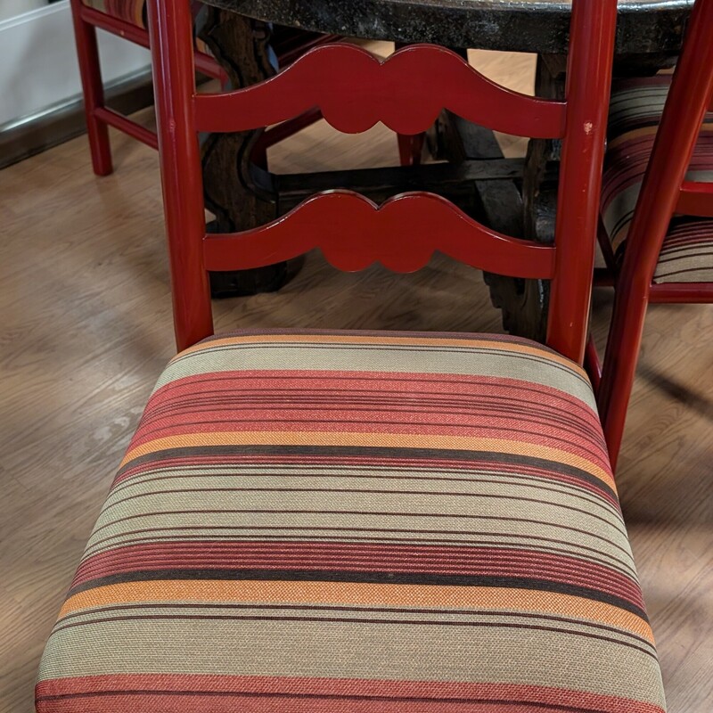 J Banks Red Dining Chairs Set of 6<br />
2 Arm 23 x 24 x 37<br />
4 Side 20 x 20 x 37<br />
18 Seat Height