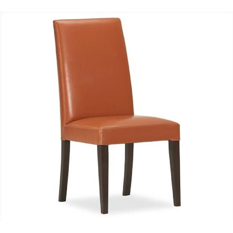 Set of 6 Pottery Barn Grayson Leather Dining Chairs
Orange Brown Size: 19 x 20 x 39H
As Is - minor scuffs on legs