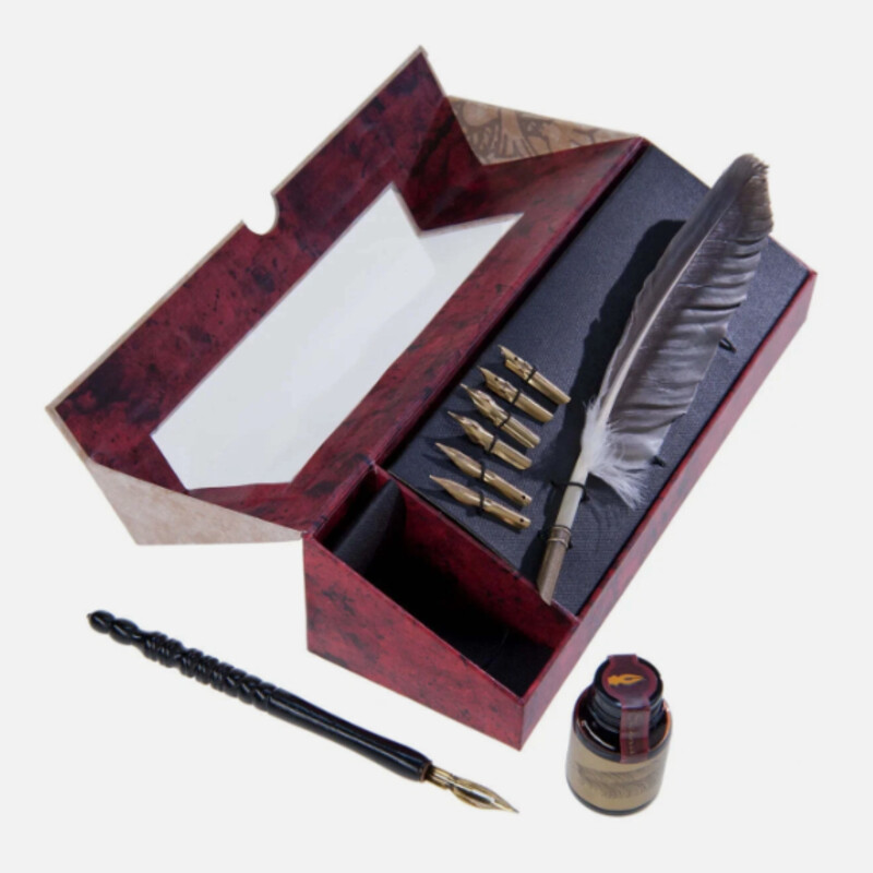 Feather Pen Set In Box