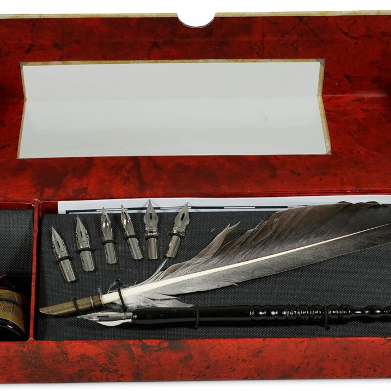 Feather Pen Set In Box