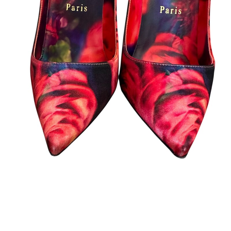 Louboutin So Kate Roses Printed Heels<br />
<br />
Size 37<br />
<br />
In very good condition. Light wear to the bottom of the soles.<br />
<br />
Comes with original dust bag and box.