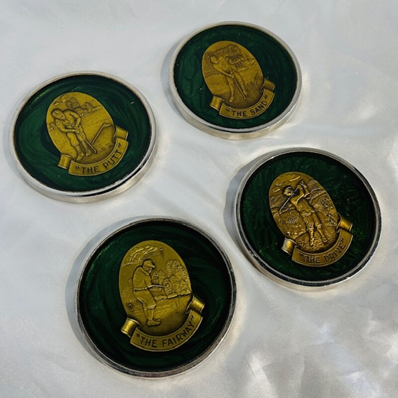 4 BrassMetal Golf Coaster