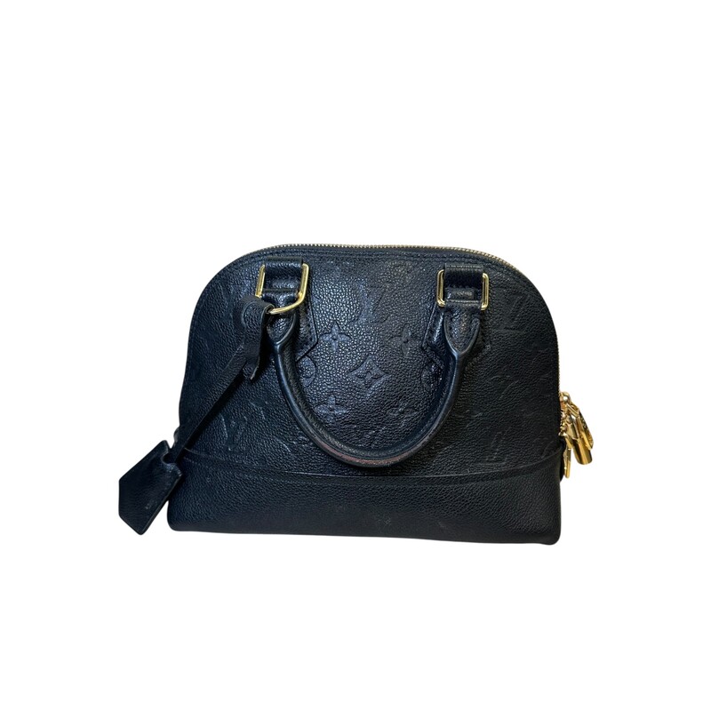 Louis Vuitton Neo Alma, Black, Size: BB<br />
<br />
Date Code: Microchip<br />
<br />
Dimensions:9L x 7 H inches<br />
<br />
In good condition. Some wear on the handle, minor corner wear  and some minor discoloration of the hardware.<br />
<br />
Comes with the original dust bag and box.<br />
<br />
Comes with the original dust bag and box