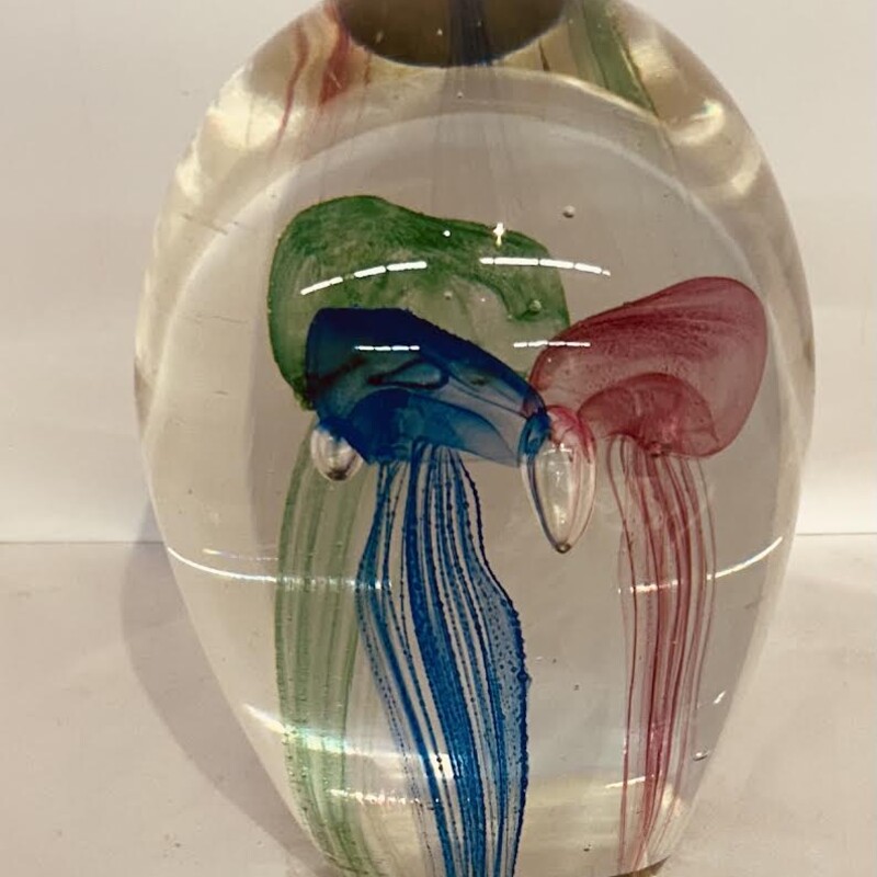 Jellyfish Paperweight
Clear Pink Blue Green
Size: 4x5.5H