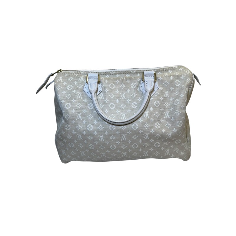 Louis Vuitton Mini Lini Speedy 30<br />
<br />
Date Code:SP0077<br />
<br />
Dimensions:<br />
Base length: 11.75 in<br />
Height: 8.75 in<br />
Width: 7.00 in<br />
Drop: 3.50 in<br />
<br />
In good condition. Some marks on the cavas and some natural wear on the handles.<br />
<br />
Does not come with original dust bag or box.