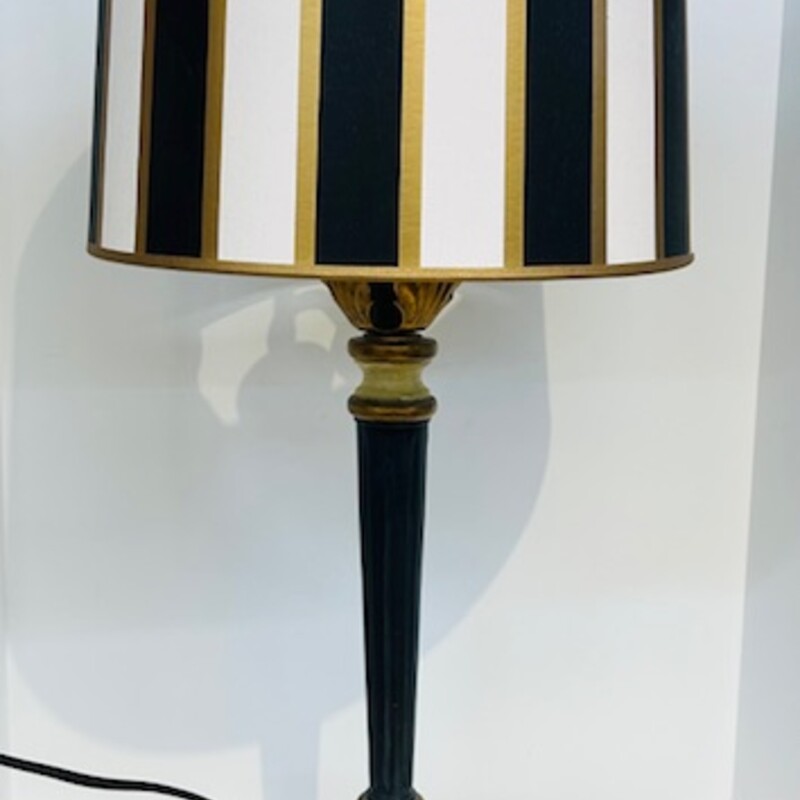 Bombay Hollywood Regency Ornate Lamp with Striped Shade
Black White Gold Size: 12 x 27H
