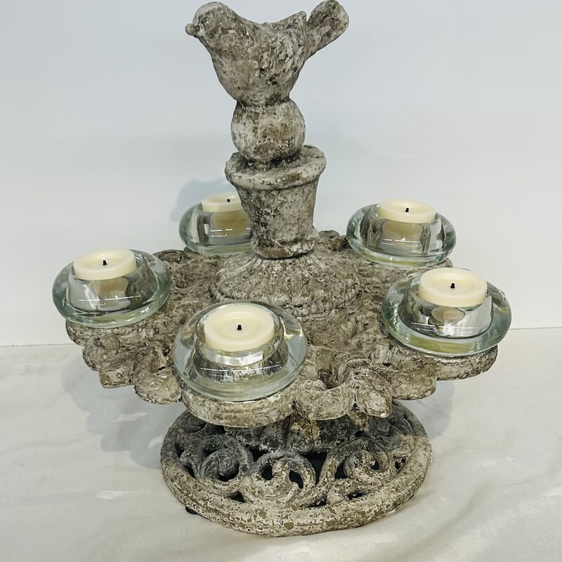 Stone Bird 5 Hold Candleholder
Gray, Size: 11x11H