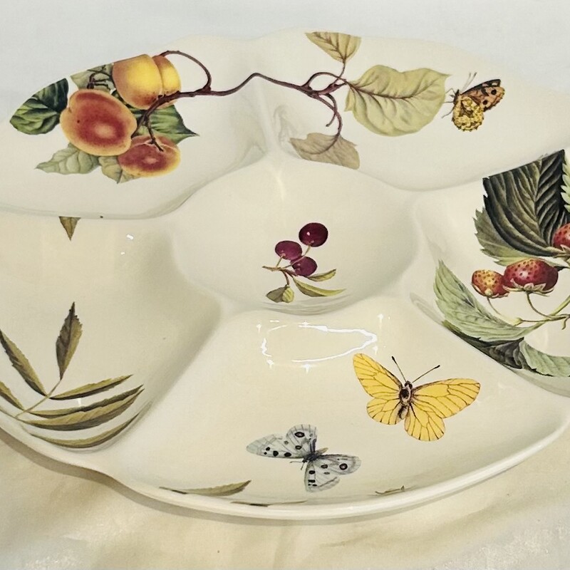 Spode Fruit Haven Divided Serving Platter
White Green Red Yellow
Size: 11.5dia