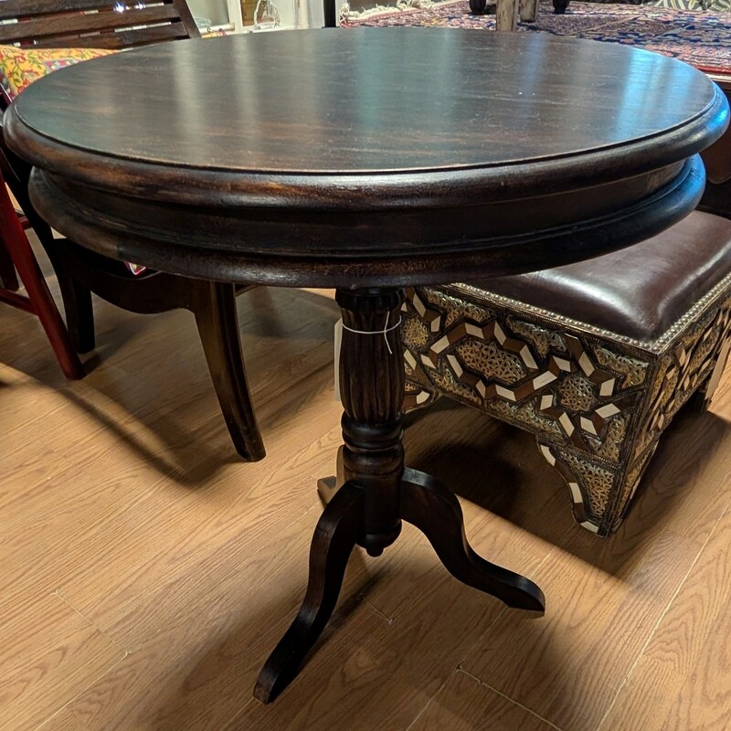 Tripod Base Side Table, Dark Wood
27 Round 27h