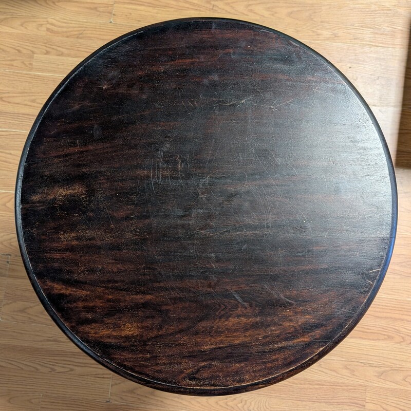 Tripod Base Side Table, Dark Wood
27 Round 27h