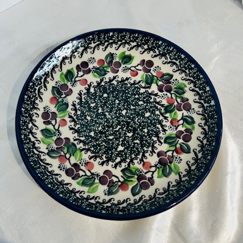 Polish Pottery Fruit App Plate
Purple Pink Green Blue Size: 8 diameter