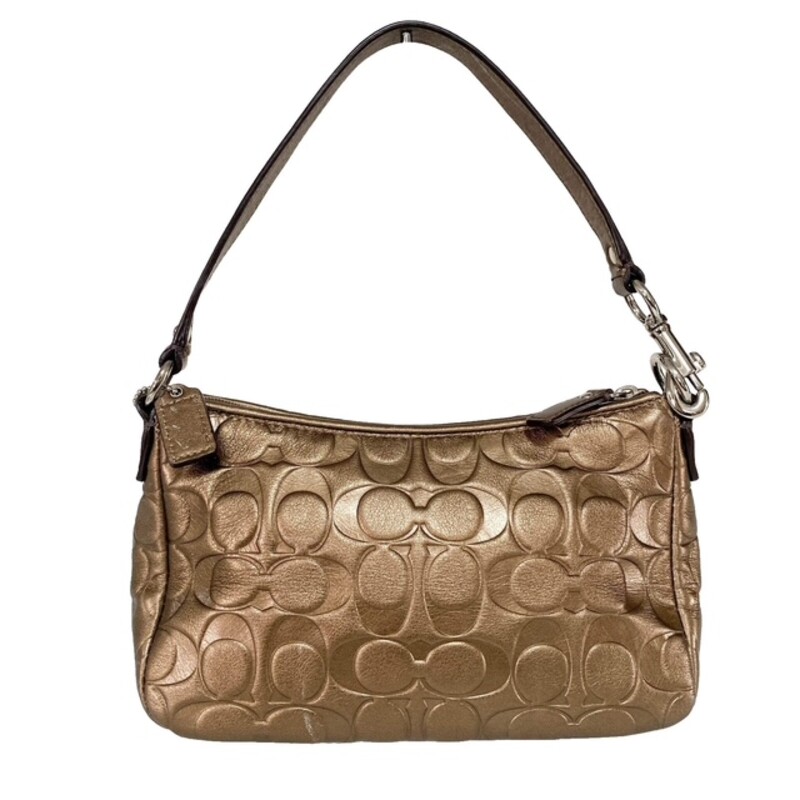 Coach Metallic Monogram Small Shoulder Handbag
Bronze Size: 9 x 6H