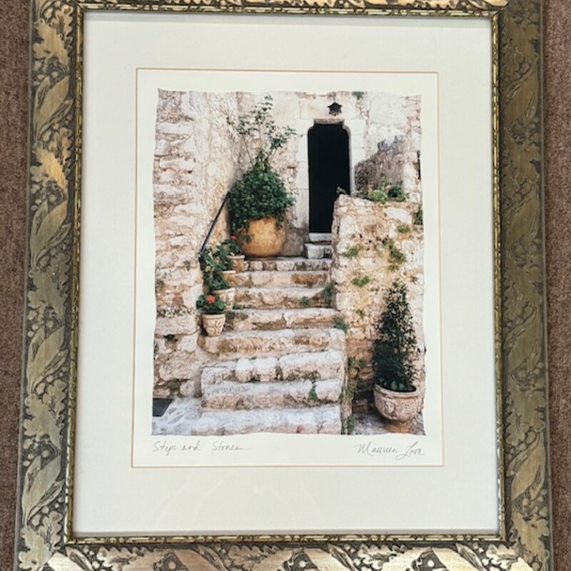 Steps And Stones Ornate Framed Print
Tan Green Black Gray Size: 20 x 24H