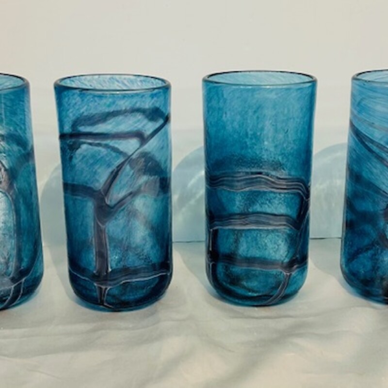 Set of 4 Handblown Tumbler Glasses
Blue Purple Size: 3 x 6.5H