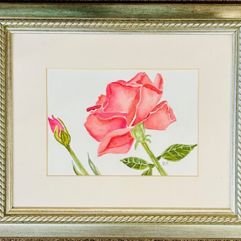 Watercolor Rose
Silver, Pink and Green
Size: 12.5x10.5H