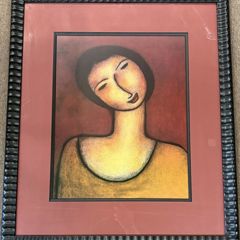 Issa Shojaei Woman Artwork in Wood Frame
Black Red Yellow Size: 29 x 34H