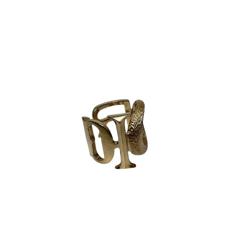 Dior Logo Gold Tone Cuff<br />
<br />
Size Small<br />
<br />
In very good condition. Some surface scratches.<br />
<br />
Does not come with the original dust bag or box.