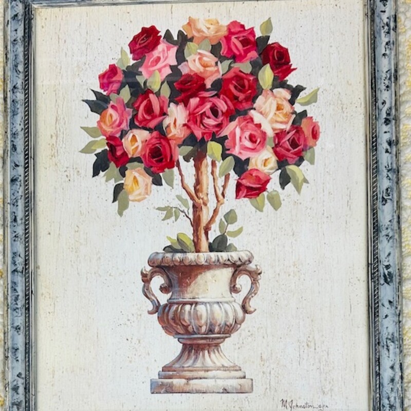 Rose Topiary In Pot Print
Cream Green Red Pink Size: 19 x 23H