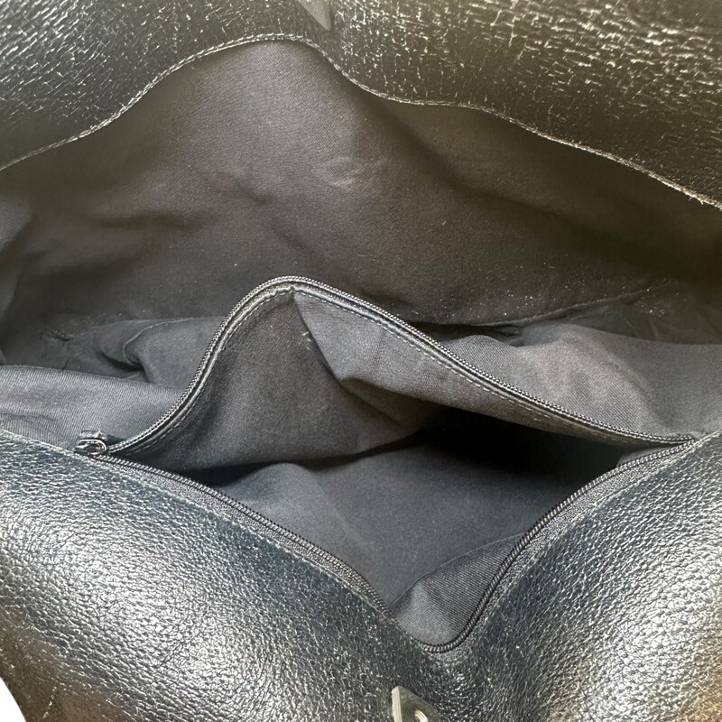 Gucci Black Canvas Monogram Shoulder Bag<br />
<br />
Style Code: 132260 002122<br />
<br />
Dimensions:13 L x 12 H inches<br />
<br />
In very good condition. Some wear on the canvas, corner wear and interior marks.<br />
<br />
Does not come with the original dust bag or box.