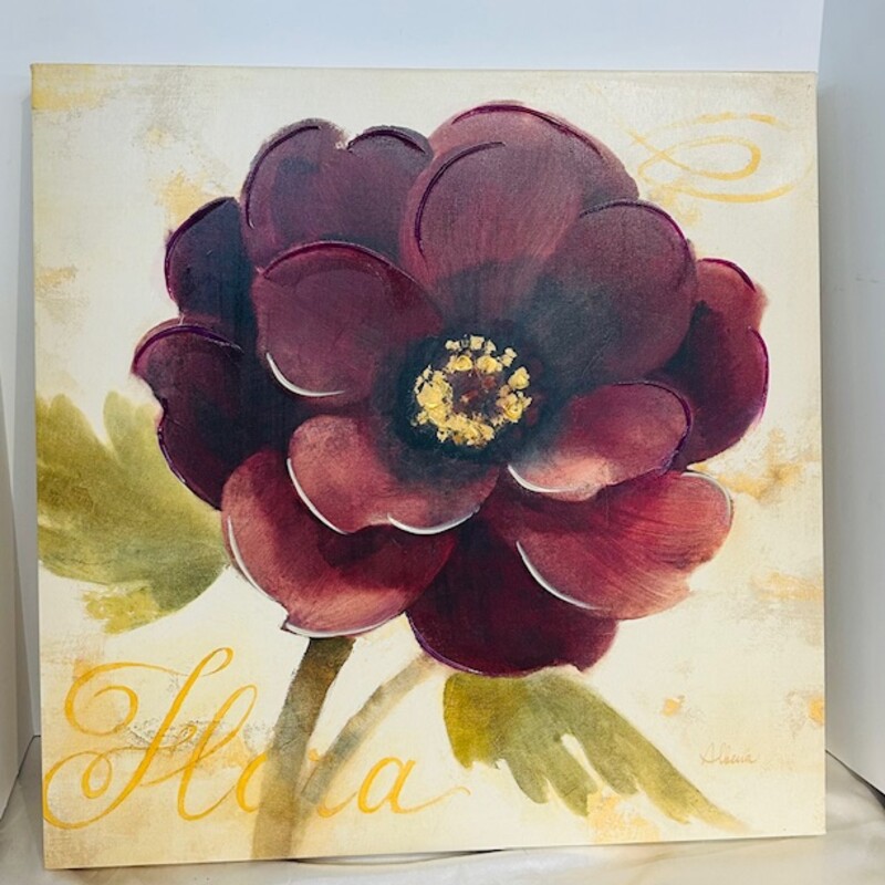 Flora Peony Script Canvas
Maroon Yellow Green Size: 18 x 18H