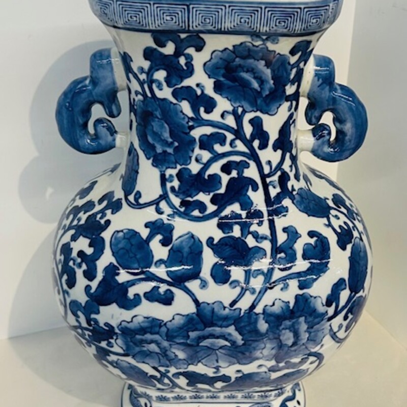 Handled Floral Asian Vase