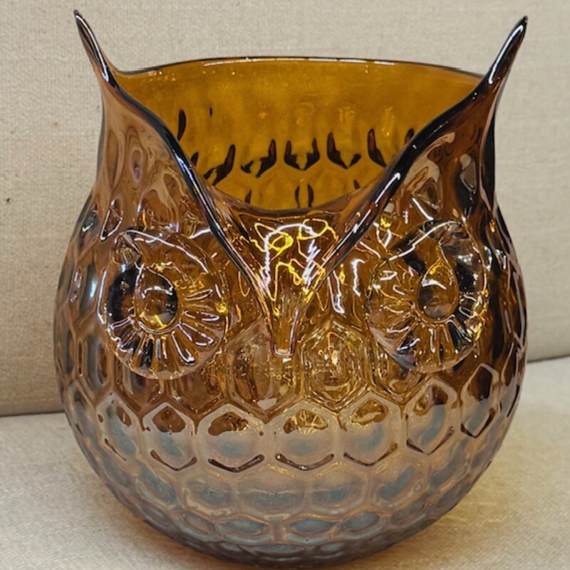 Glass Owl Honeycomb Vase