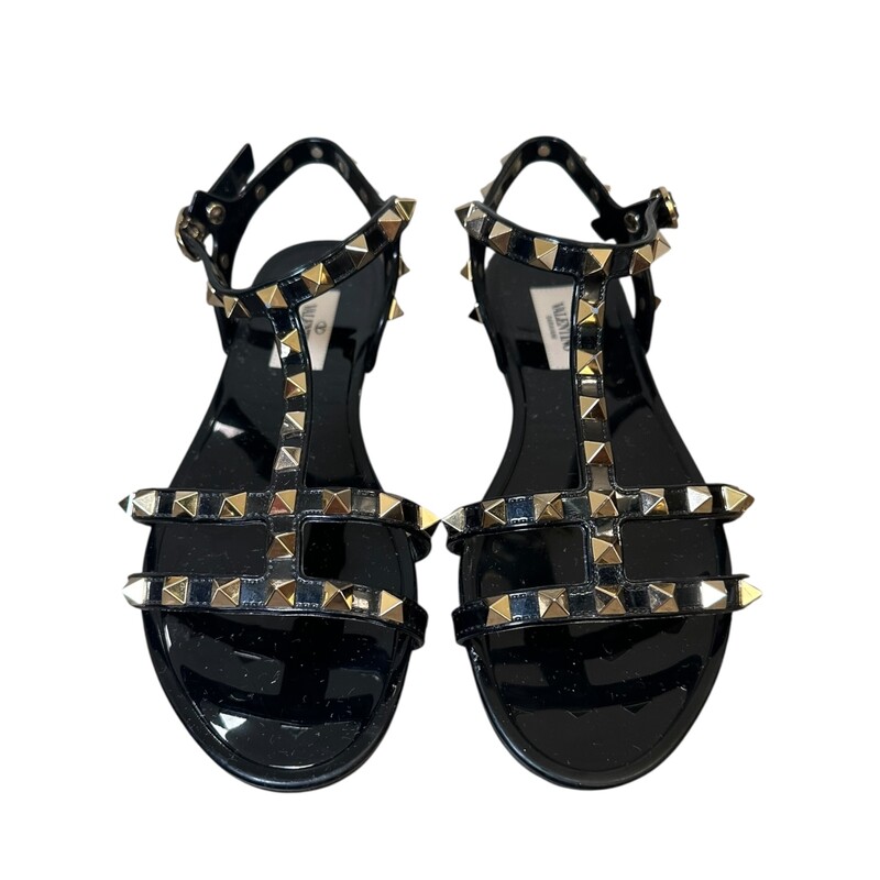Valentino Rockstud Sandals Black<br />
<br />
Size 36<br />
<br />
In very good condition. Light scratching to the plastic.<br />
<br />
Does not come with original dust bag or box.