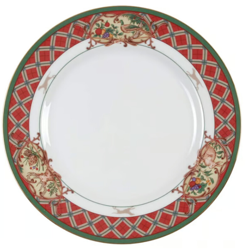 Set of 6 Noritake Royal Hunt Dinner Plates
White Red Green Brown Size: 10.5 diameter
2 more sets of 6 sold separately
